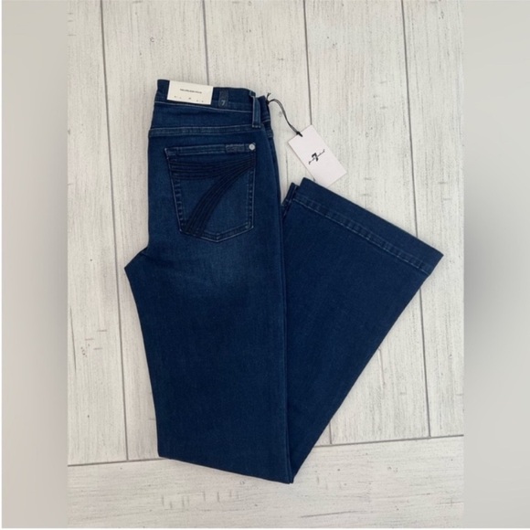 7 For All Mankind Tailorless Dojo Jeans Women's Flare Leg Trousers NWT Size 26